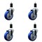 Service Caster 4'' Blue Poly Wheel Swivel 1-3/8'' Expanding Stem Caster Set, 4PK SCC-EX20S414-PPUB-BLUE-138-4 - alternate 1